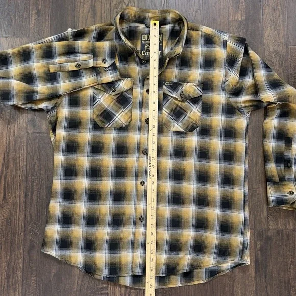 Dixxon Shirt Mens XL Gold Button Down Flannel Long Sleeve Plaid Fxck Cancer Rare - Picture 7 of 9